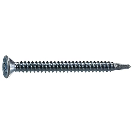 Self-Drilling Screw, #12 X 2-1/2 In, Zinc Plated Steel Flat Head Phillips Drive, 12 PK